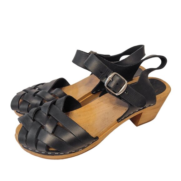 MIA Bety Leather and Wood Swedish Clog Sandals 40 - Picture 3 of 8